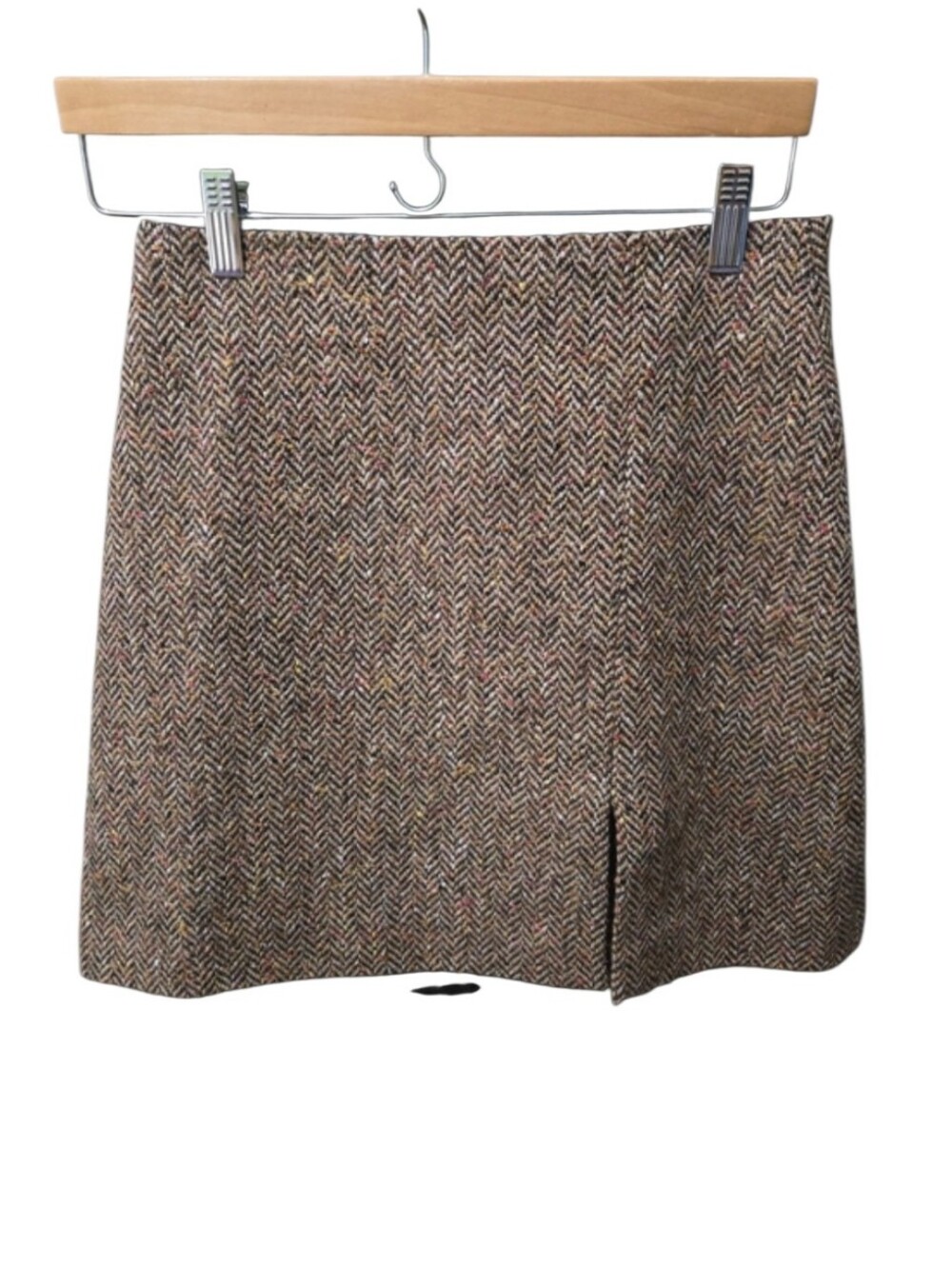 Vanessa Bruno Wool Herringbone Mini Skirt Size 38 EU Brown Tweed Speckled US 6